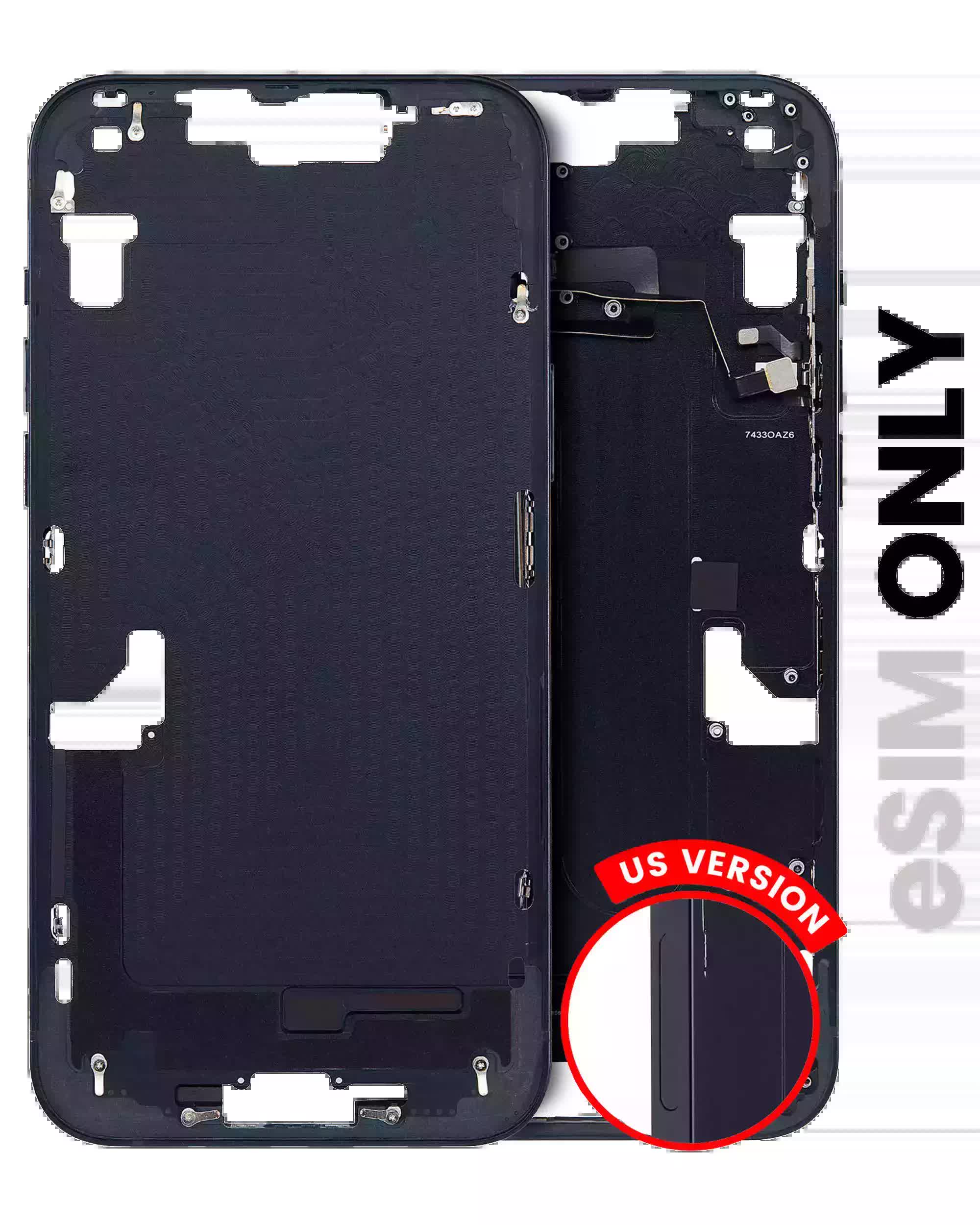 Mittelrahmen mit Kleinteilen für iPhone 14 Plus (US-Version) (ausgebautes Originalteil: Grade C) (Midnight)