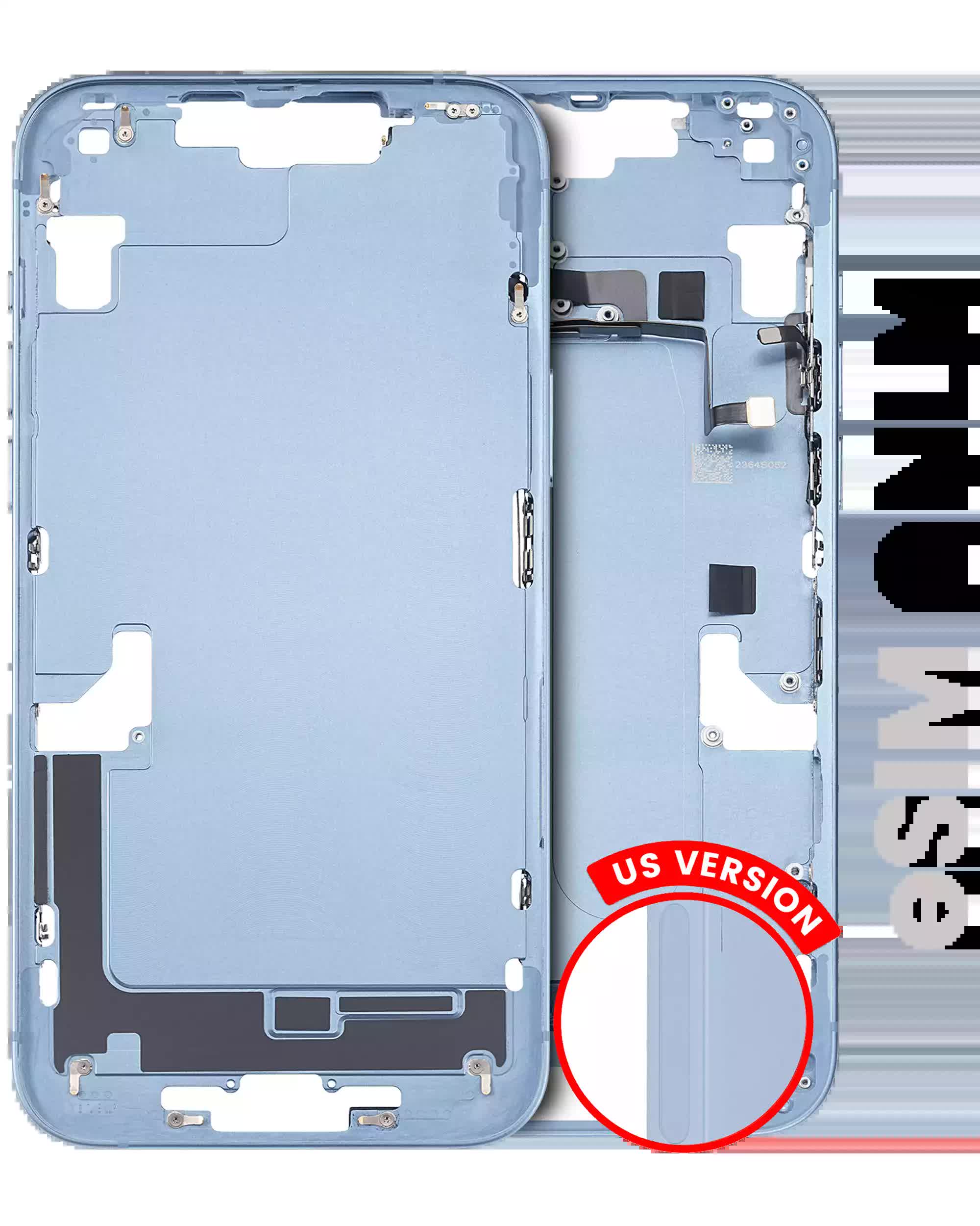 Mittelrahmen mit Kleinteilen für iPhone 14 Plus (US-Version) (ausgebautes Originalteil: Grade C) (Blue (Blau))