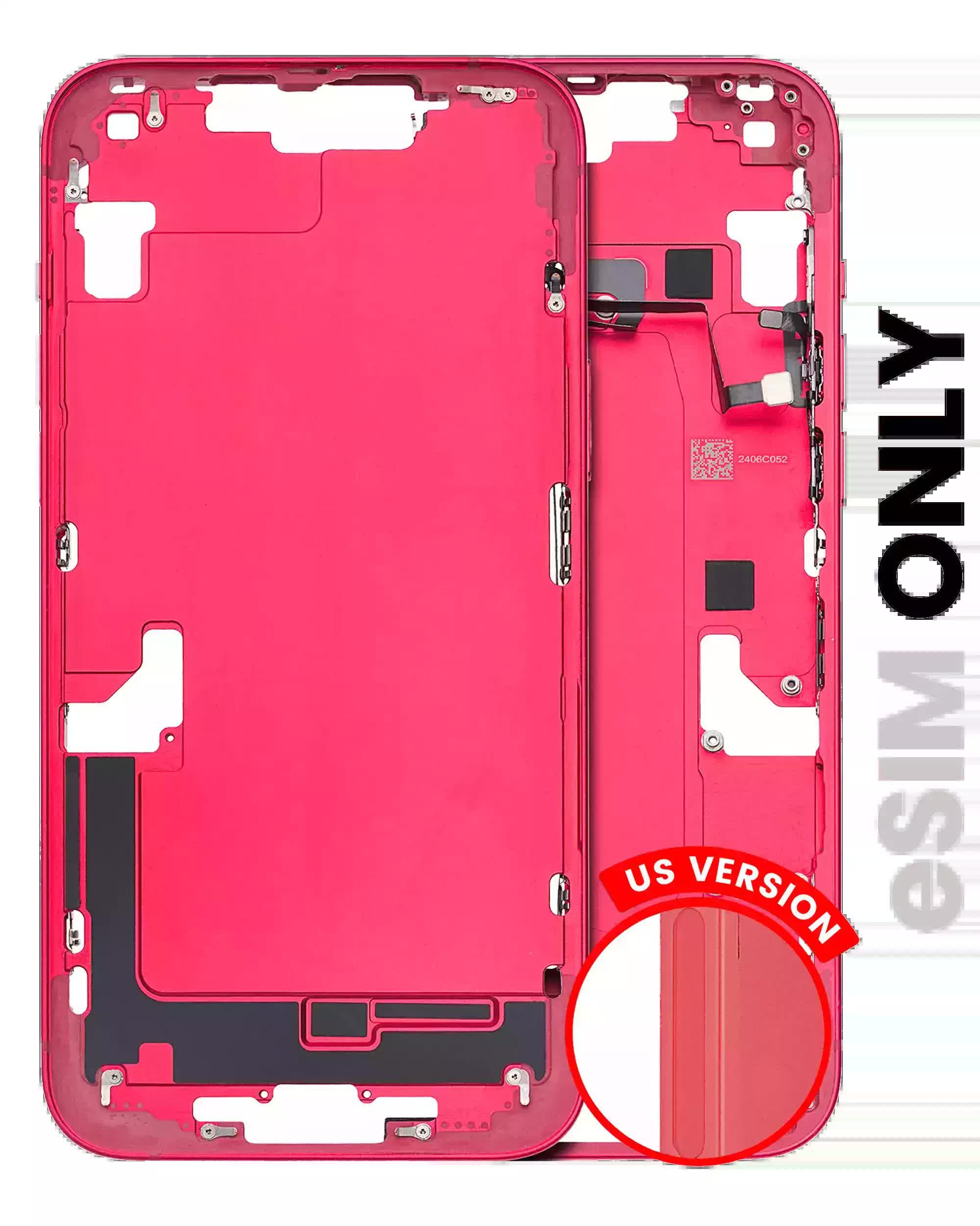 Mittelrahmen mit Kleinteilen für iPhone 14 Plus (US-Version) (ausgebautes Originalteil: Grade C) (Red (Rot))