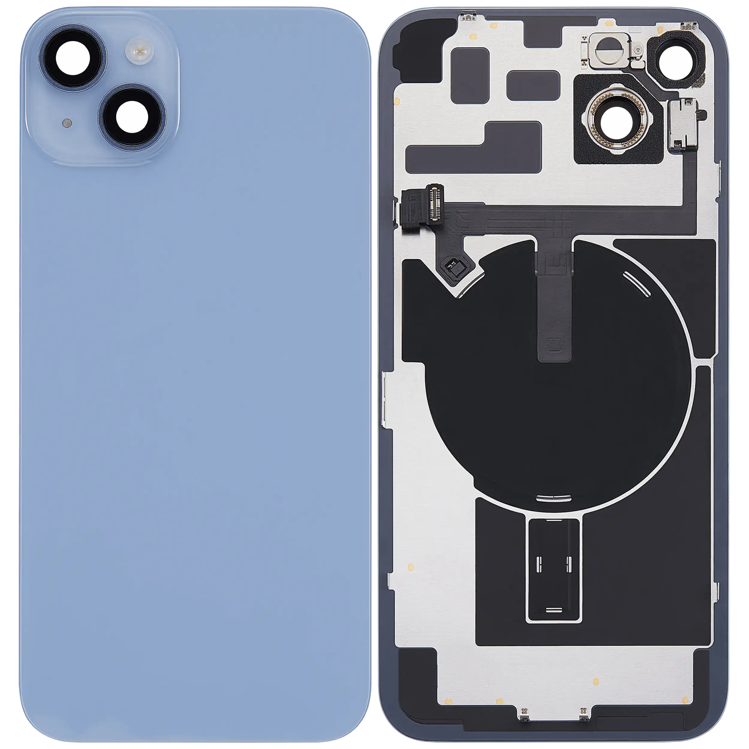 Rückglas mit MagSafe Magnet & NFC & Taschenlampen-Flexkabel für iPhone 14 Plus (ausgebautes Originalteil: Grade B) (Blue (Blau)) – Bild 2