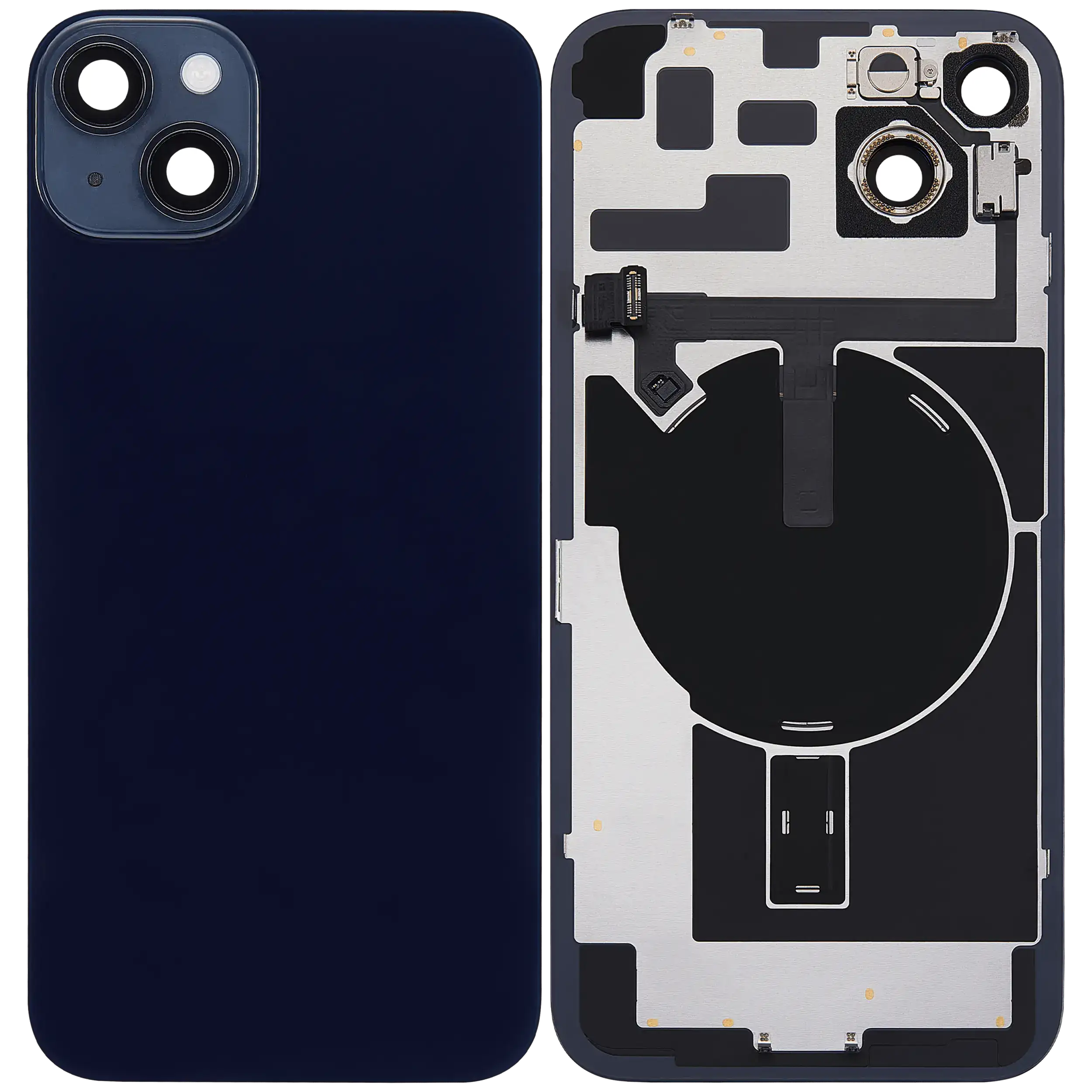 Rückglas mit MagSafe Magnet & NFC & Taschenlampen-Flexkabel für iPhone 14 Plus (ausgebautes Originalteil: Grade B) (Midnight) – Bild 2