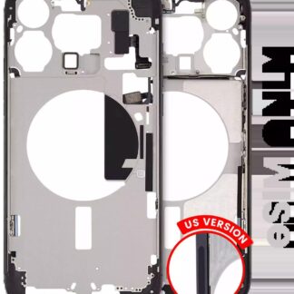 Mittelrahmen mit Kleinteilen für iPhone 15 Pro Max (US-Version) (ausgebautes Originalteil: Grade A) (Black Titanium)