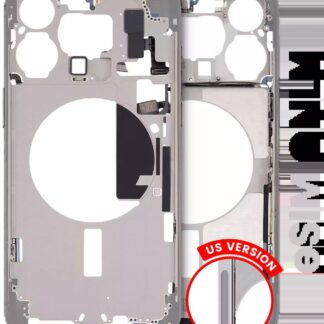 Mittelrahmen mit Kleinteilen für iPhone 15 Pro Max (US-Version) (ausgebautes Originalteil: Grade A) (White Titanium)