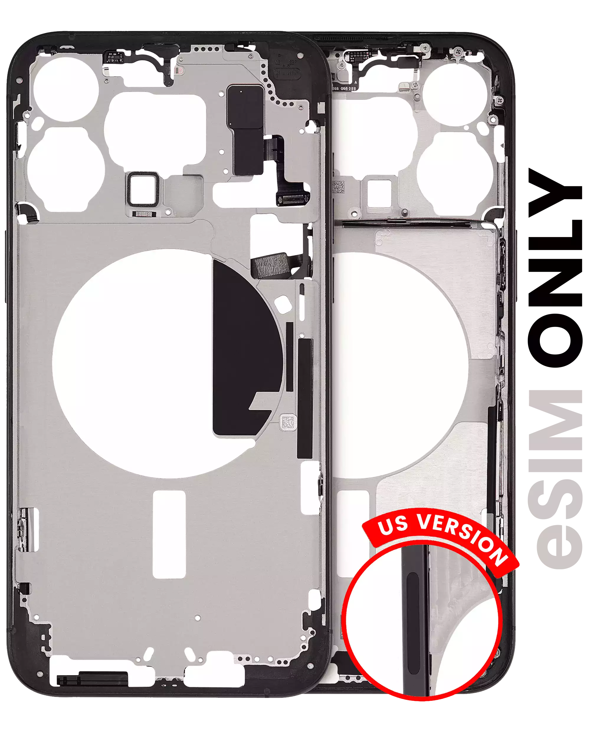Mittelrahmen mit Kleinteilen für iPhone 15 Pro Max (US-Version) (ausgebautes Originalteil: Grade A) (Blue Titanium) – Bild 3