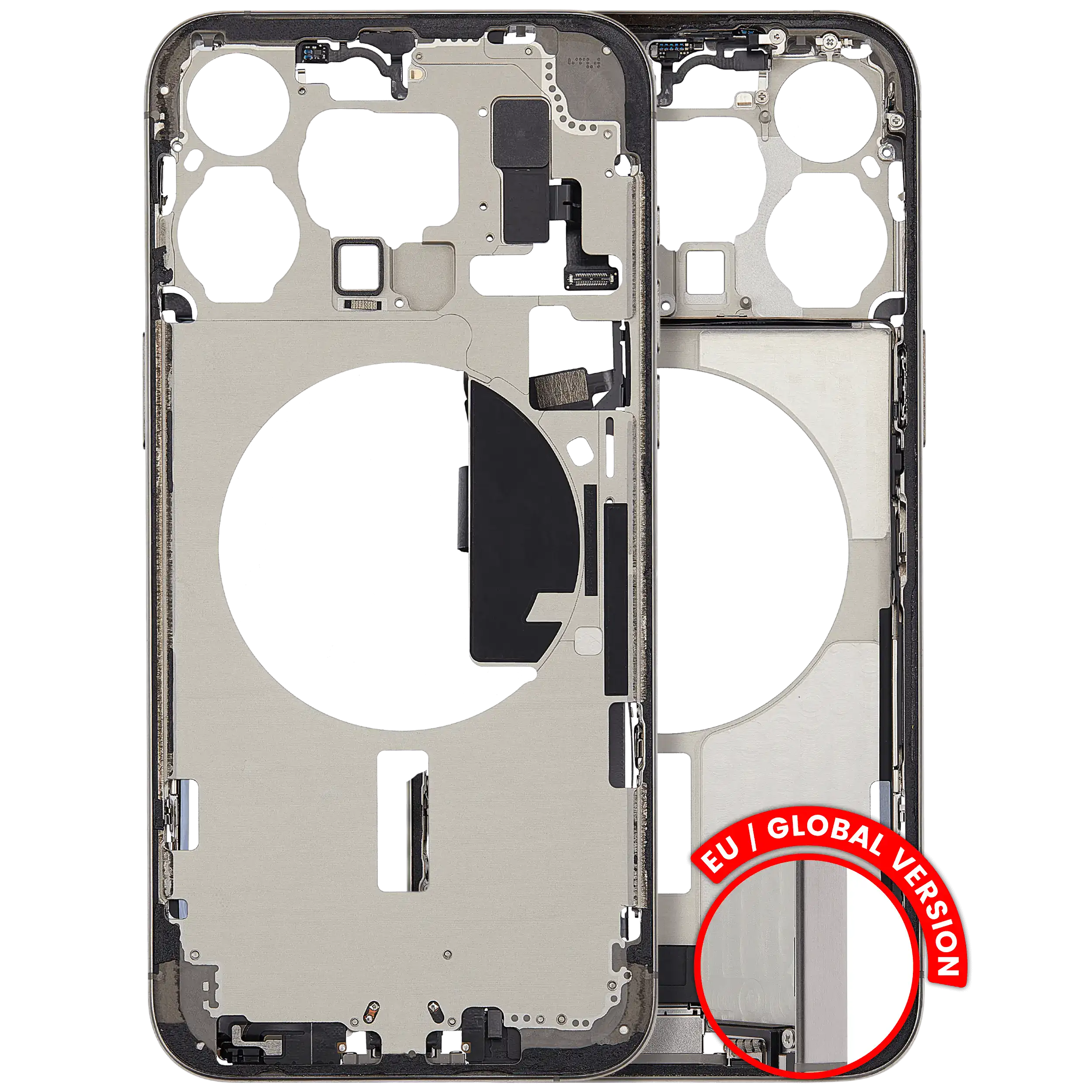 Mittelrahmen mit Kleinteilen für iPhone 15 Pro Max (US-Version) (ausgebautes Originalteil: Grade A) (Blue Titanium) – Bild 6