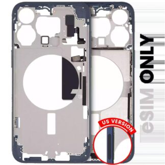 Mittelrahmen mit Kleinteilen für iPhone 15 Pro Max (US-Version) (ausgebautes Originalteil: Grade A) (Blue Titanium)