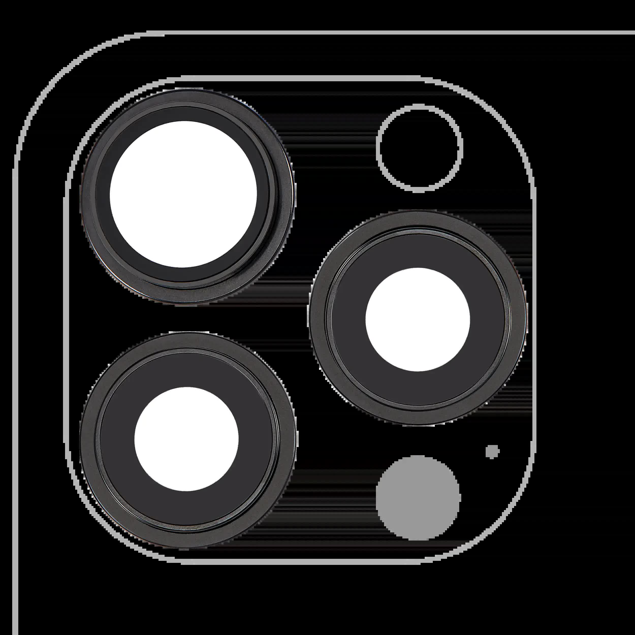 Rückkamera-Glas mit Halterung und Blende für iPhone 15 Pro Max (3-teiliges Set) (Premium) (Black Titanium)