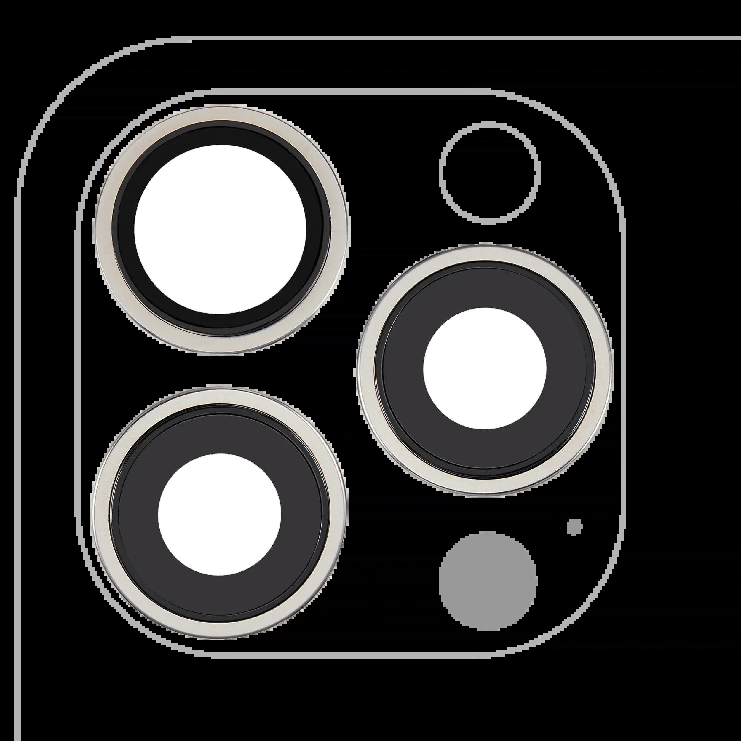 Rückkamera-Glas mit Halterung und Blende für iPhone 15 Pro Max (3-teiliges Set) (Premium) (White Titanium)