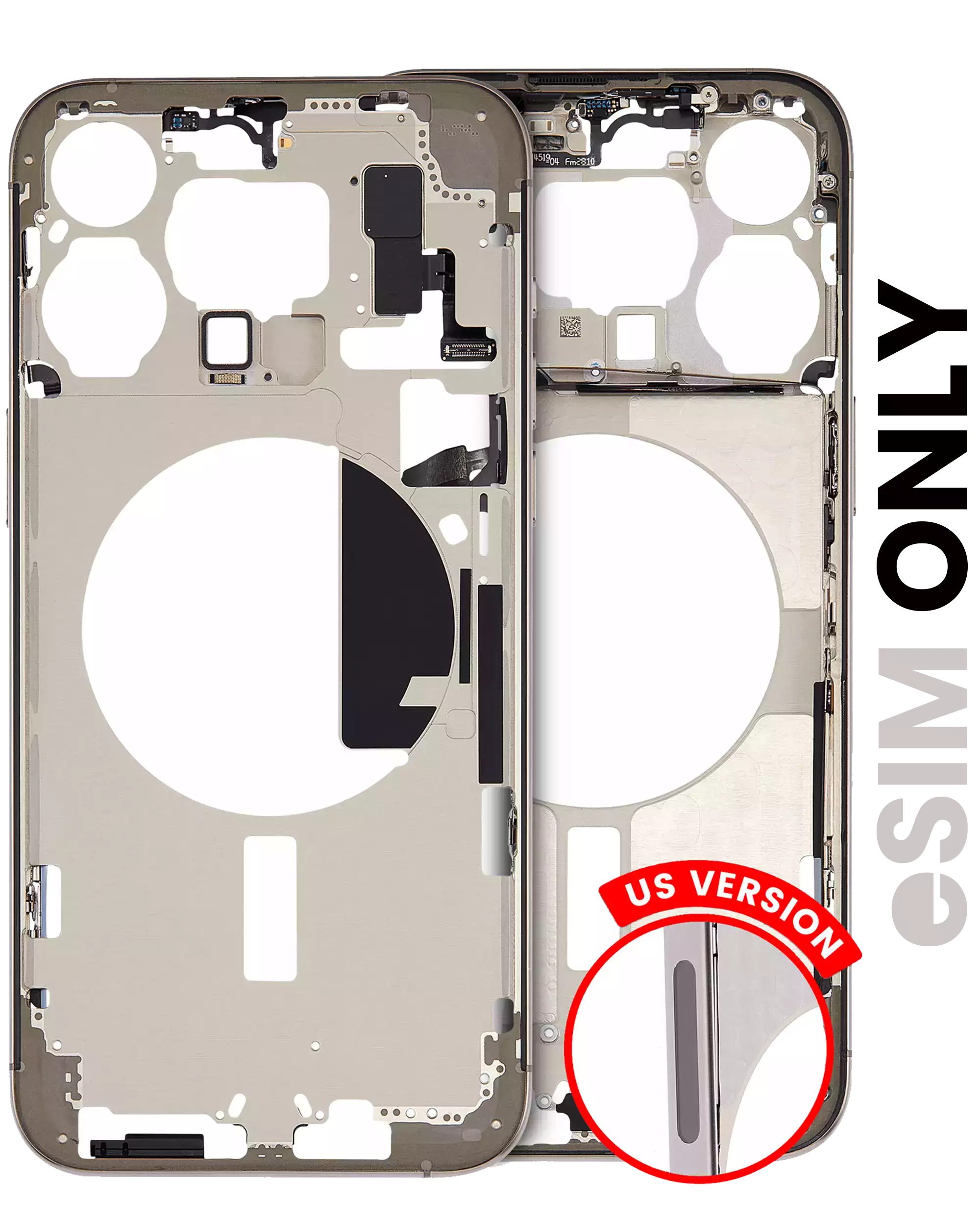 Mittelrahmen mit Kleinteilen für iPhone 15 Pro Max (US-Version) (ausgebautes Originalteil: Grade B) (Black Titanium) – Bild 5