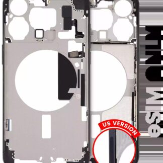 Mittelrahmen mit Kleinteilen für iPhone 15 Pro Max (US-Version) (ausgebautes Originalteil: Grade B) (Black Titanium)