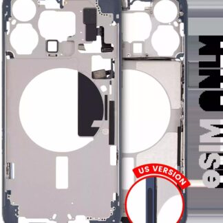 Mittelrahmen mit Kleinteilen für iPhone 15 Pro Max (US-Version) (ausgebautes Originalteil: Grade B) (Blue Titanium)