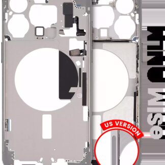 Mittelrahmen mit Kleinteilen für iPhone 15 Pro Max (US-Version) (ausgebautes Originalteil: Grade C) (White Titanium)