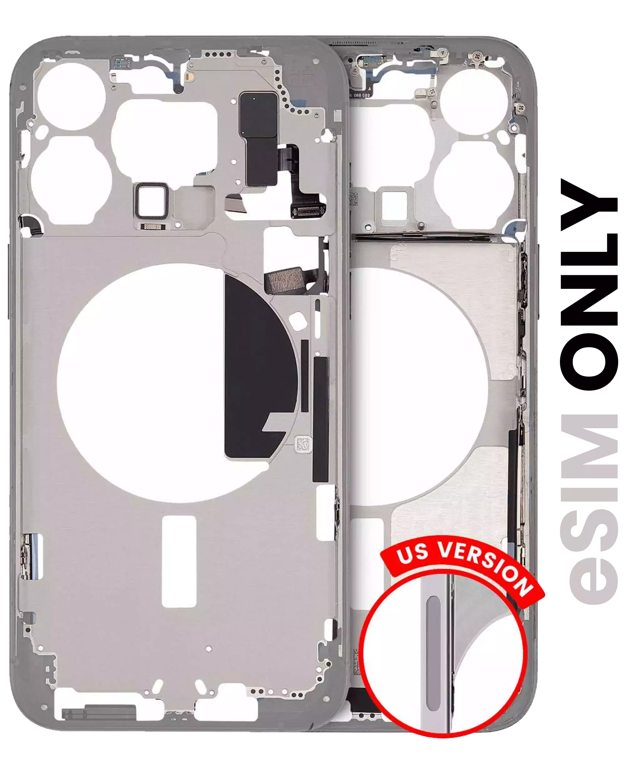 Mittelrahmen mit Kleinteilen für iPhone 15 Pro Max (US-Version) (ausgebautes Originalteil: Grade C) (Natural Titanium) – Bild 2