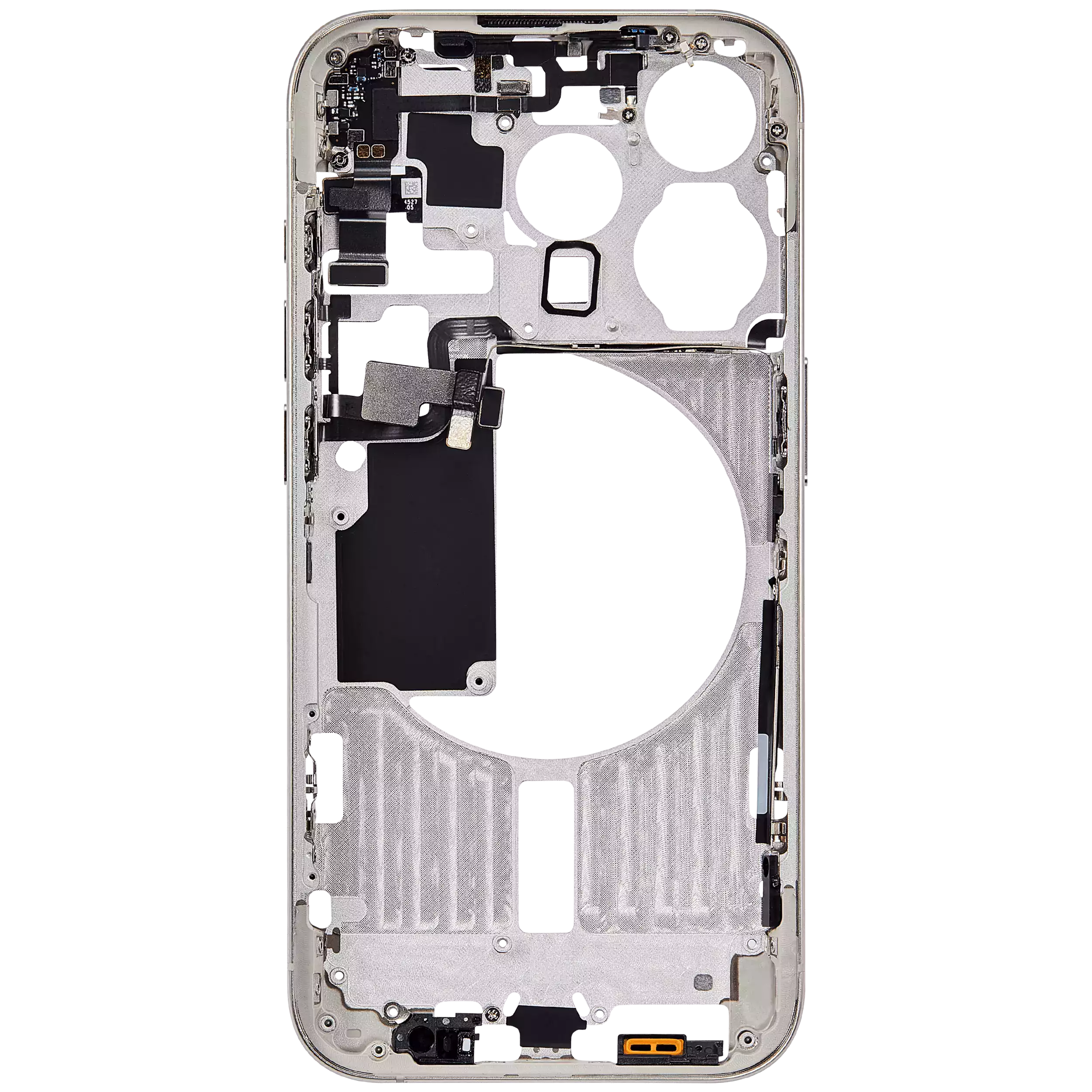 Mittelrahmen mit Kleinteilen für iPhone 15 Pro (US-Version) (ausgebautes Originalteil: Grade A) (White Titanium) – Bild 4