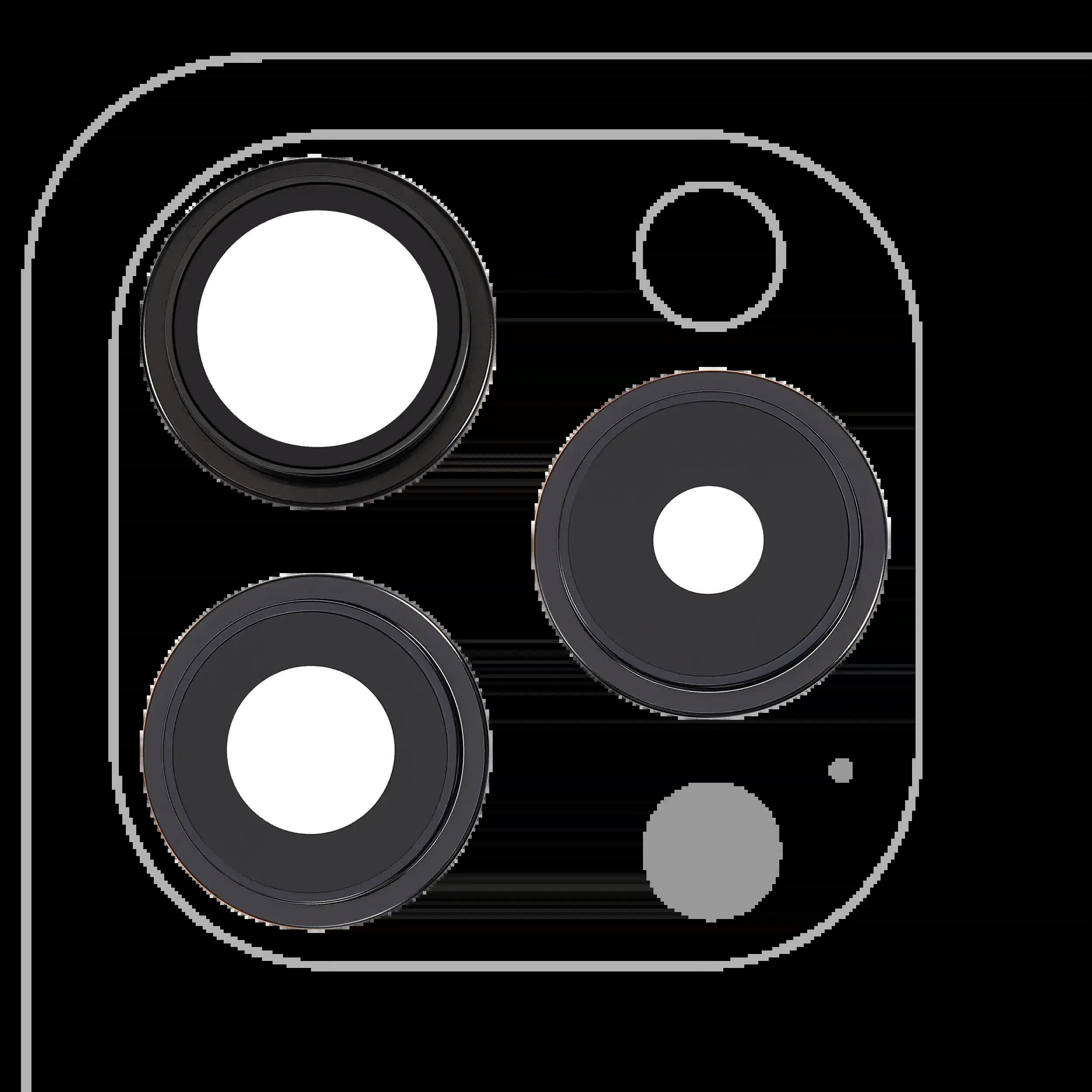 Rückkamera-Glas mit Halterung und Blende für iPhone 15 Pro (3-teiliges Set) (Premium) (Black Titanium)