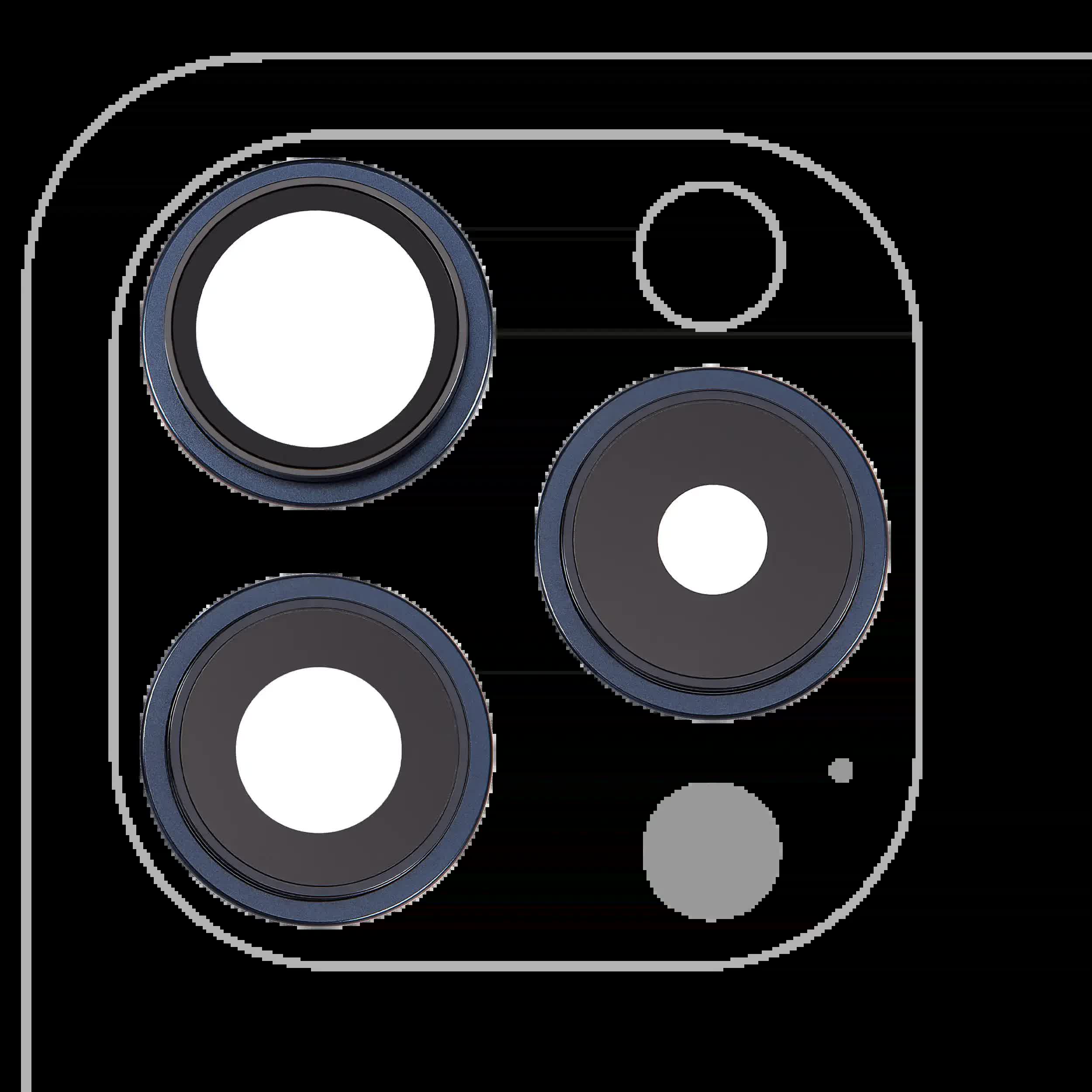 Rückkamera-Glas mit Halterung und Blende für iPhone 15 Pro (3-teiliges Set) (Premium) (Blue Titanium)