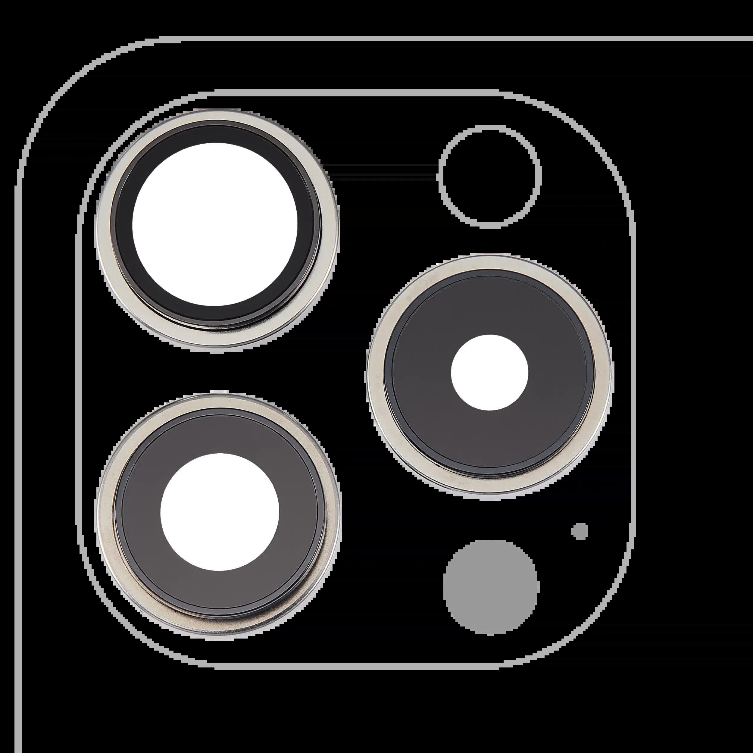 Rückkamera-Glas mit Halterung und Blende für iPhone 15 Pro (3-teiliges Set) (Premium) (White Titanium)