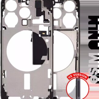 Mittelrahmen mit Kleinteilen für iPhone 15 Pro (US-Version) (ausgebautes Originalteil: Grade B) (Black Titanium)