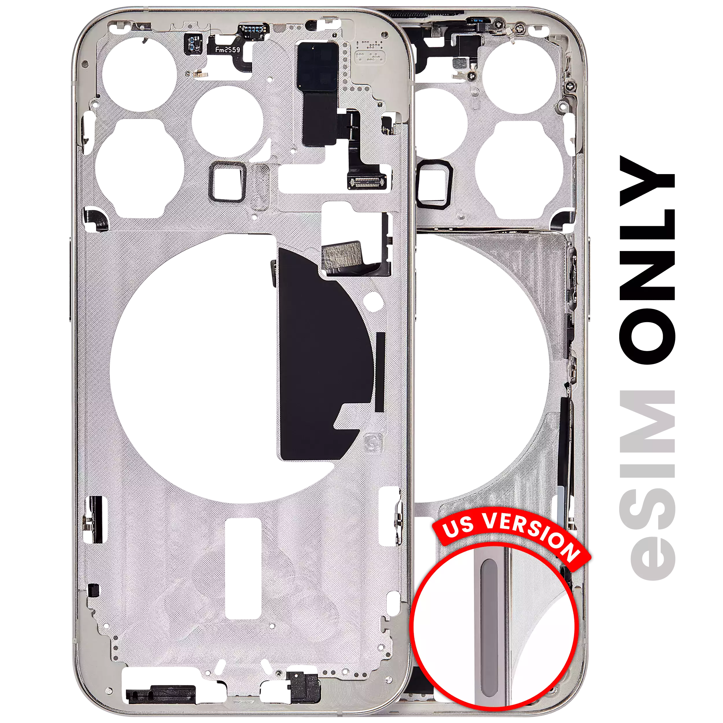 Mittelrahmen mit Kleinteilen für iPhone 15 Pro (US-Version) (ausgebautes Originalteil: Grade C) (Black Titanium) – Bild 3