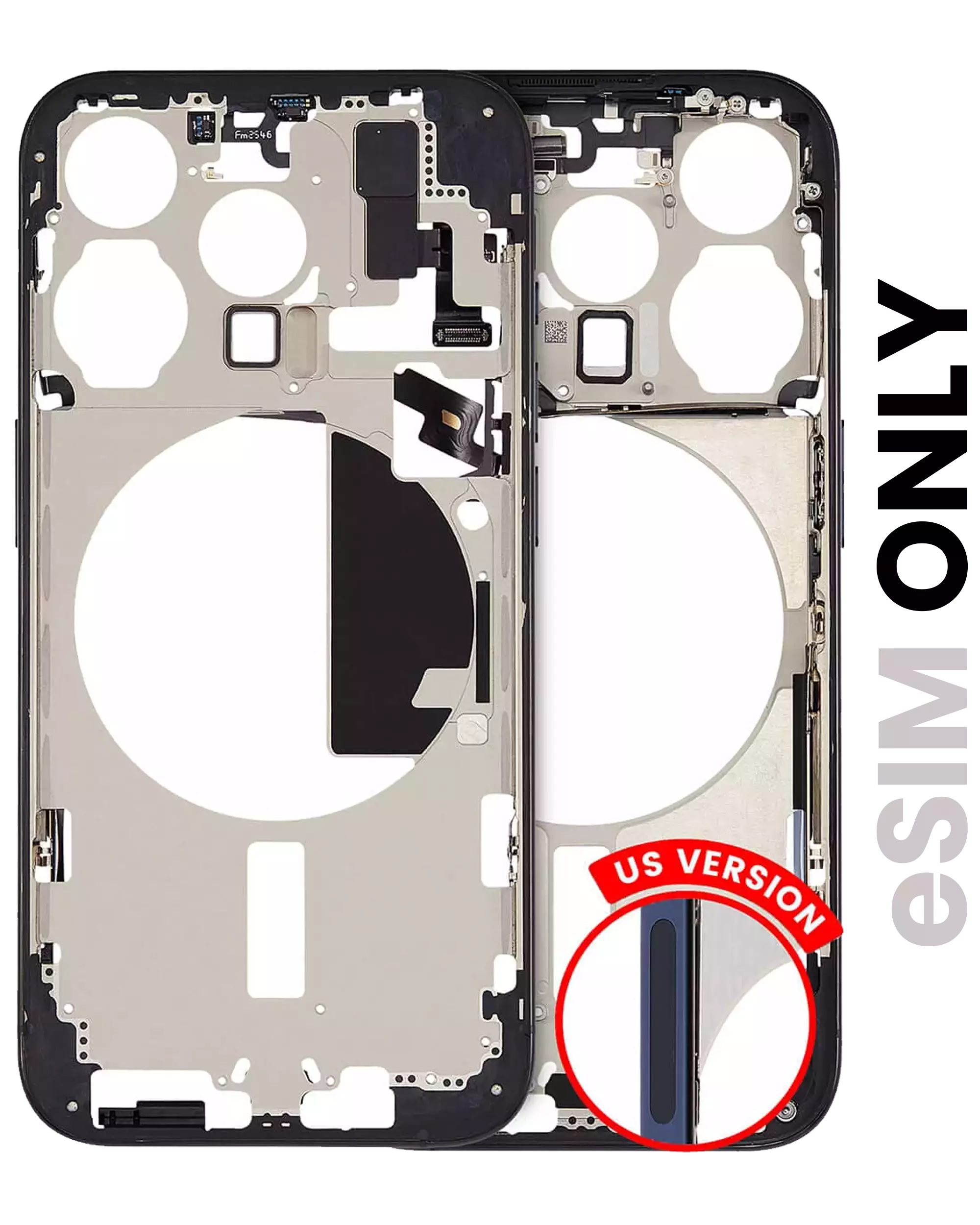 Mittelrahmen mit Kleinteilen für iPhone 15 Pro (US-Version) (ausgebautes Originalteil: Grade C) (Black Titanium) – Bild 4