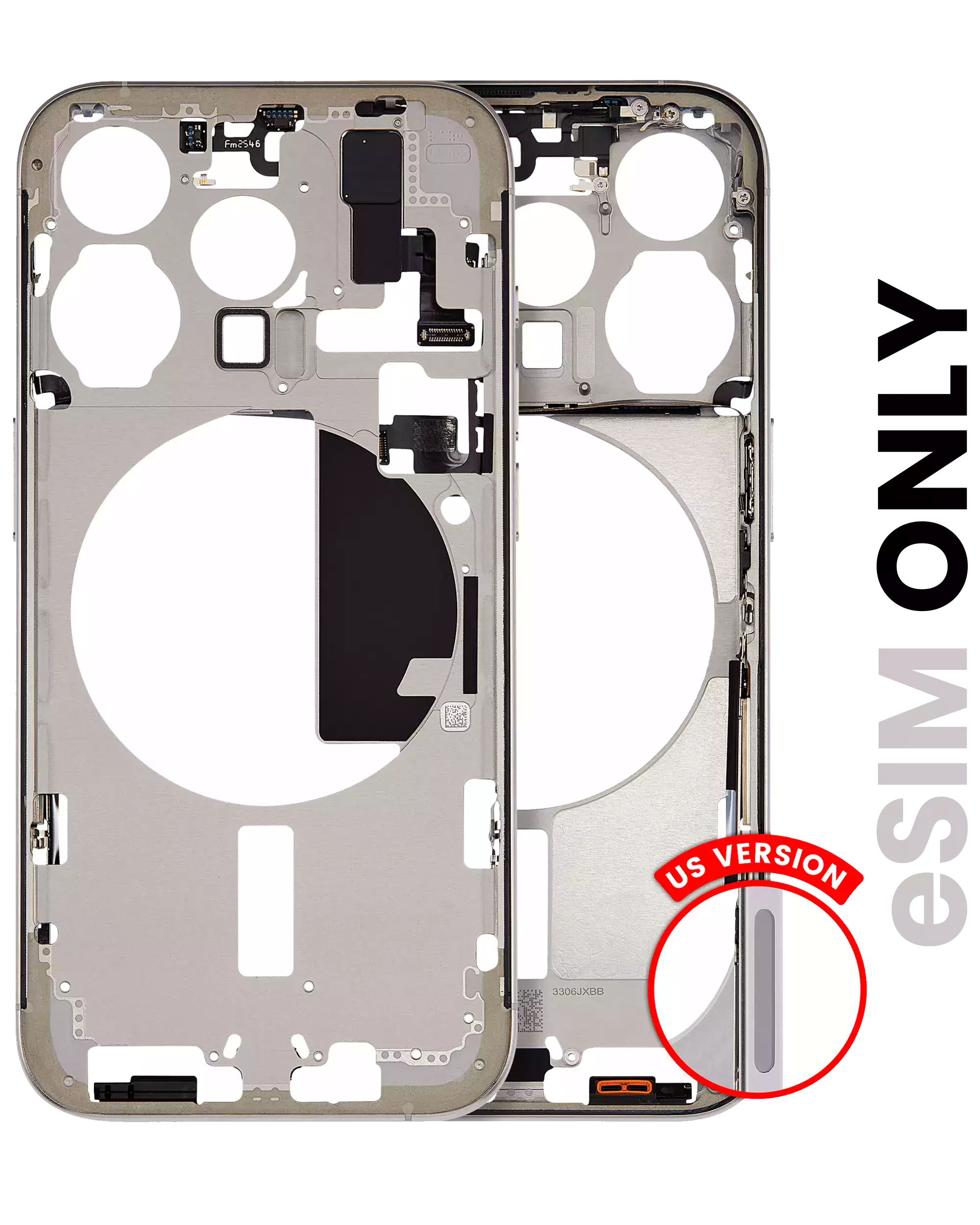 Mittelrahmen mit Kleinteilen für iPhone 15 Pro (US-Version) (ausgebautes Originalteil: Grade C) (Black Titanium) – Bild 5