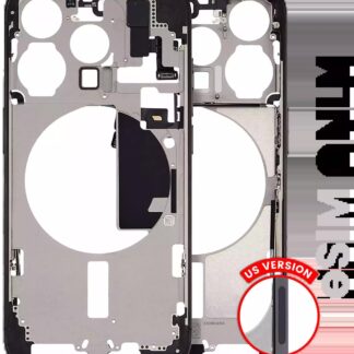 Mittelrahmen mit Kleinteilen für iPhone 15 Pro (US-Version) (ausgebautes Originalteil: Grade C) (Black Titanium)