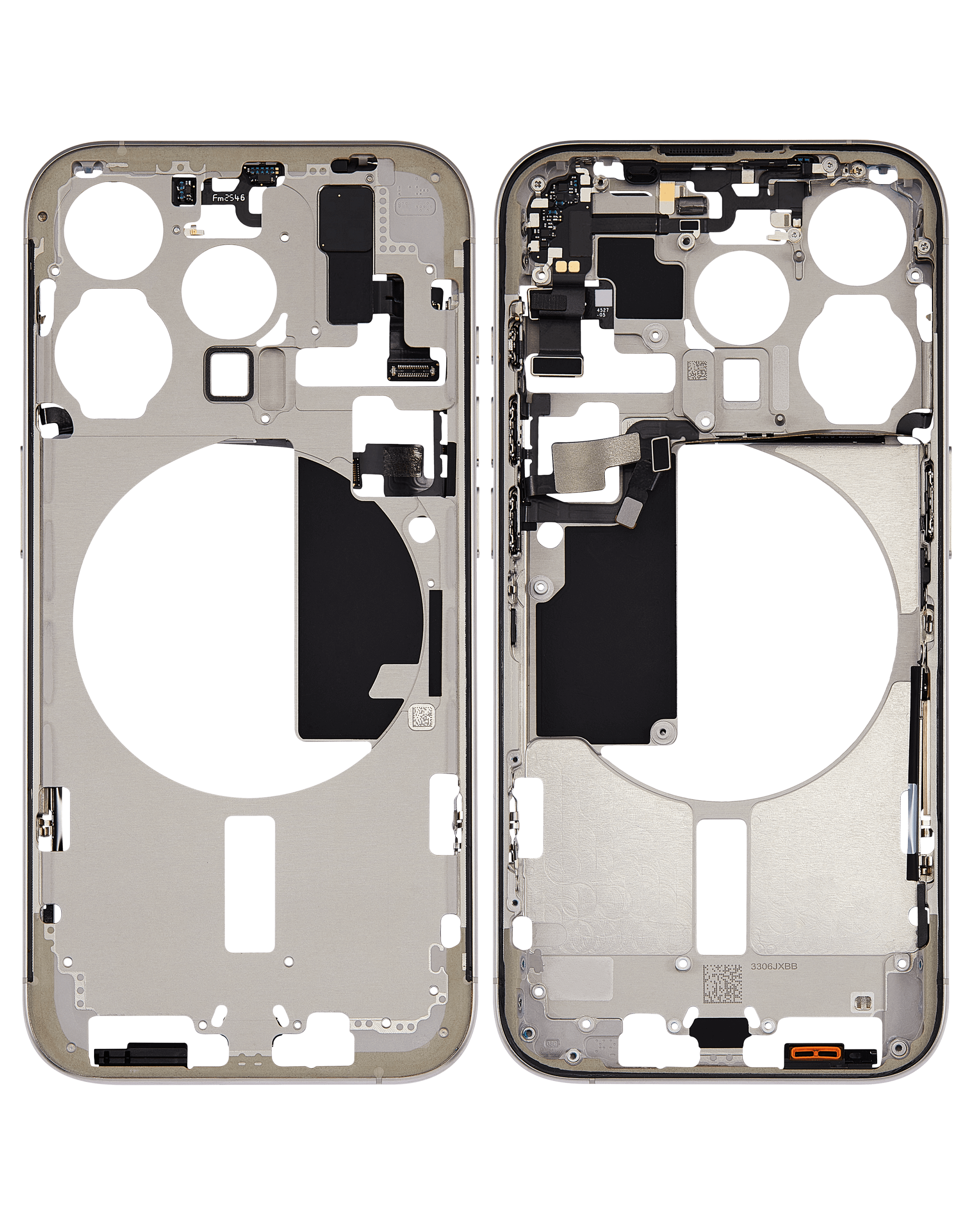 Mittelrahmen mit Kleinteilen für iPhone 15 Pro (US-Version) (ausgebautes Originalteil: Grade C) (Natural Titanium) – Bild 3