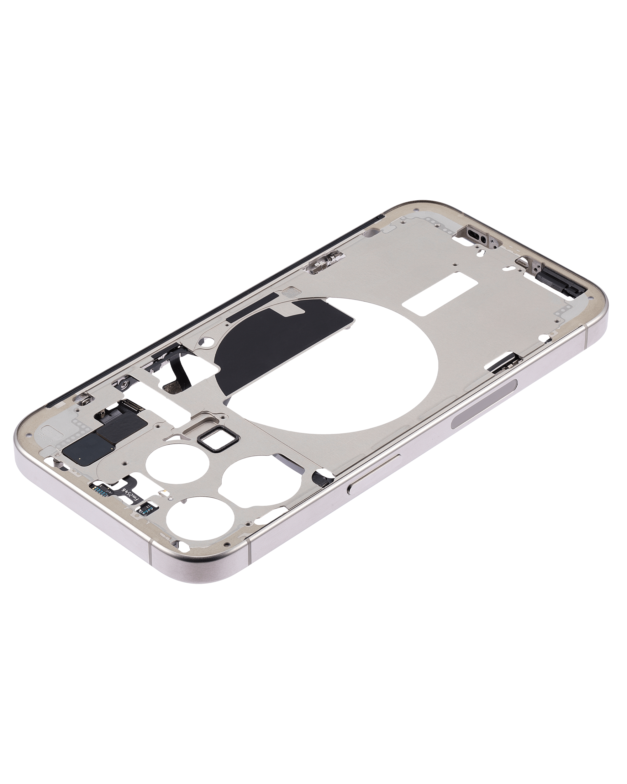 Mittelrahmen mit Kleinteilen für iPhone 15 Pro (US-Version) (ausgebautes Originalteil: Grade C) (Natural Titanium) – Bild 4