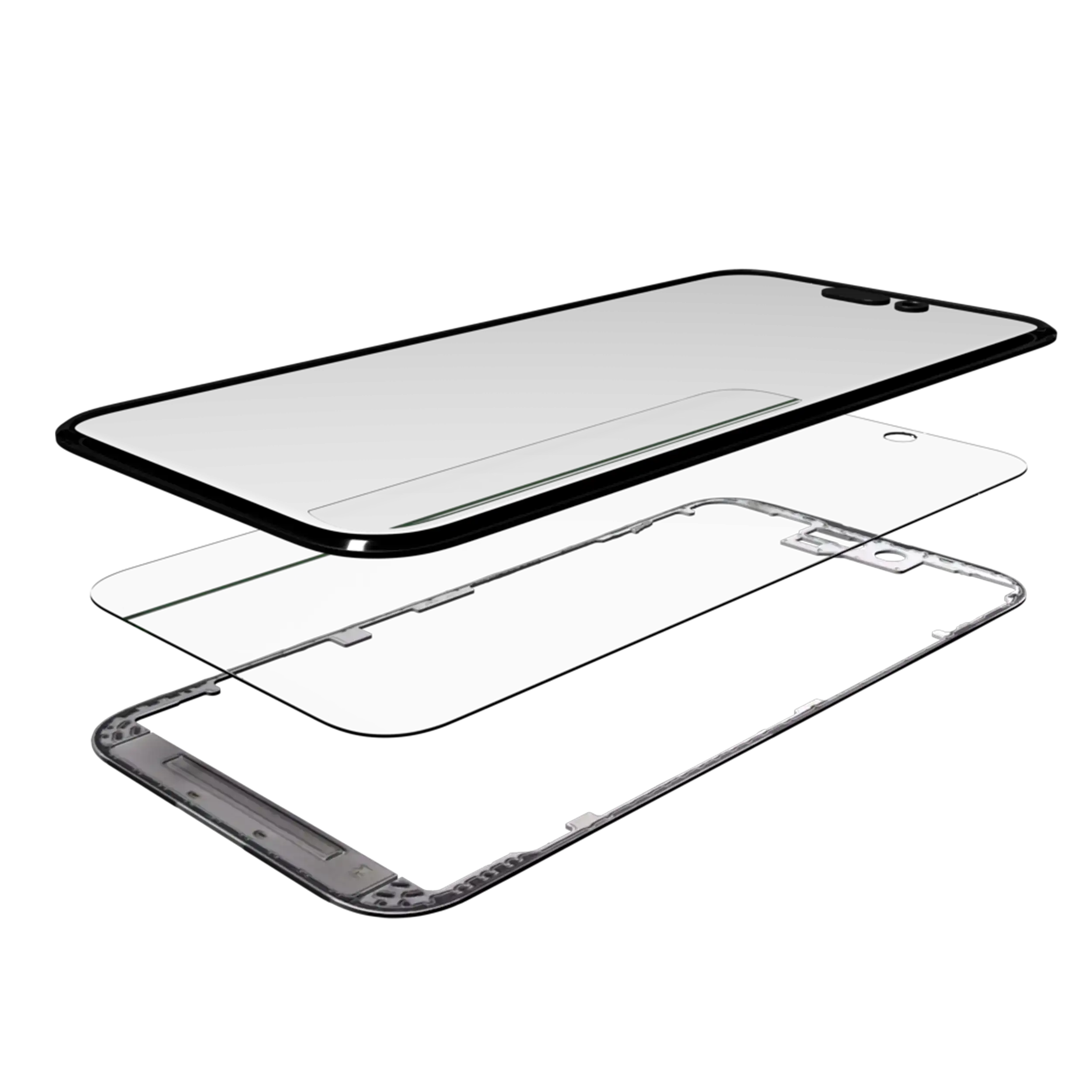 3 in 1 (Glas mit OCA vormontiert + Rahmen) für iPhone 15 (OCA Master) – Bild 3