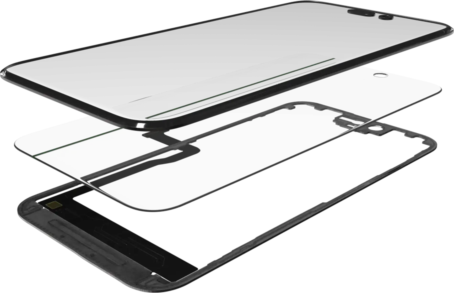 3 in 1 (Glas mit OCA vormontiert + Rahmen) für iPhone 15 Pro (OCA Master) – Bild 3