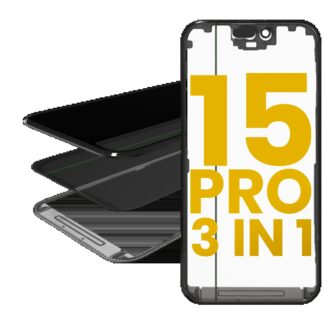 3 in 1 (Glas mit OCA vormontiert + Rahmen) für iPhone 15 Pro (OCA Master)