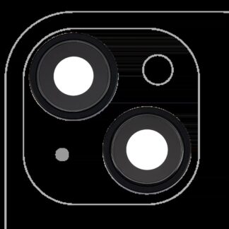 Rückkamera-Glas mit Halterung und Blende für iPhone 15 / 15 Plus (2-teiliges Set) (Premium) (Black (Schwarz))
