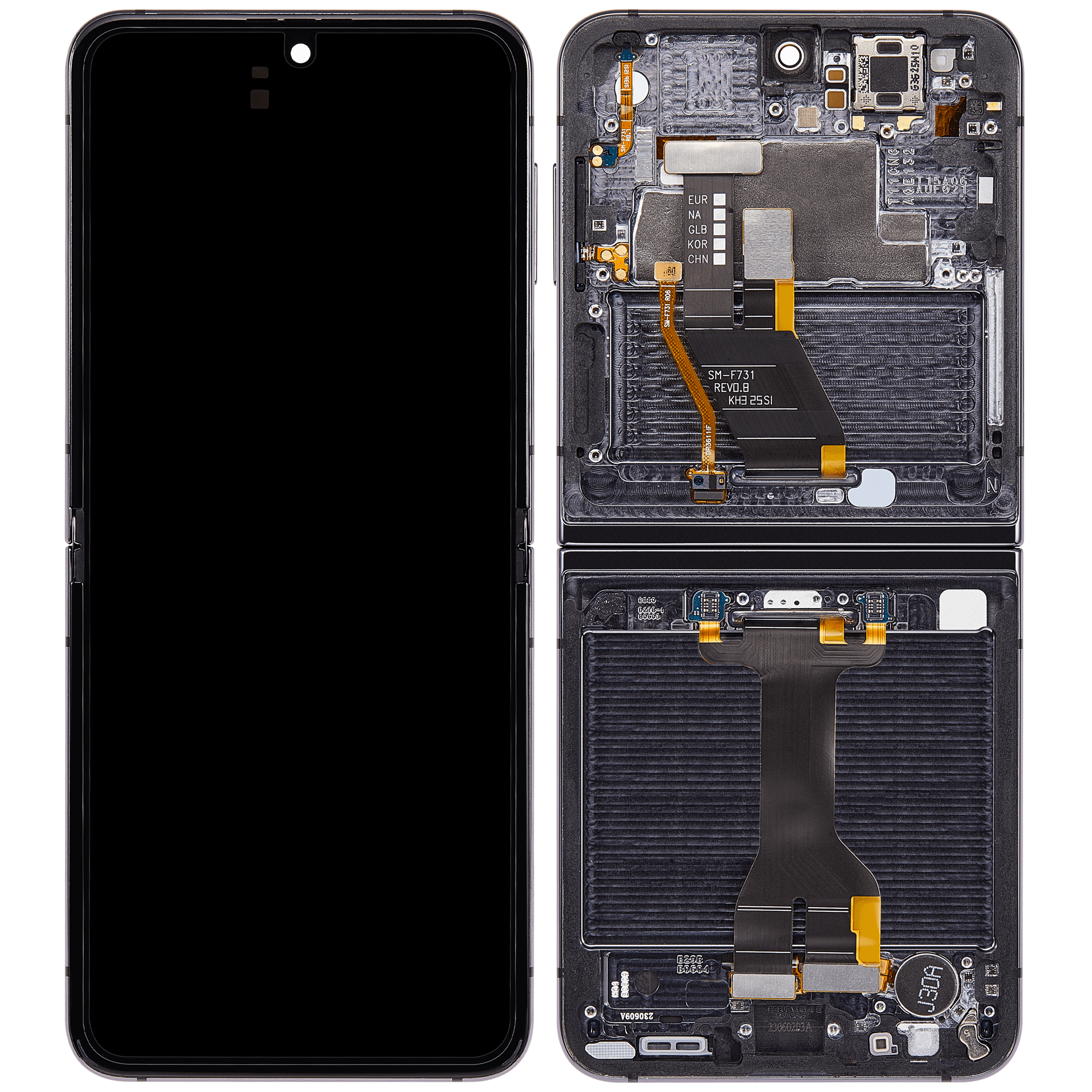 Inner OLED Display mit Rahmen für Samsung Galaxy Z Flip 5 5G (US & International) (professionell aufgearbeitet) (Graphite) – Bild 2
