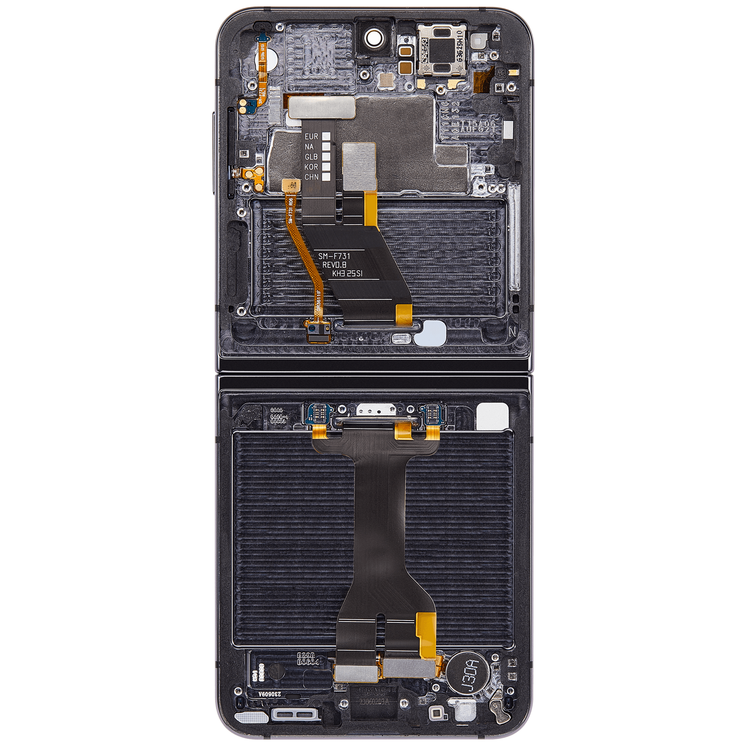 Inner OLED Display mit Rahmen für Samsung Galaxy Z Flip 5 5G (US & International) (professionell aufgearbeitet) (Graphite) – Bild 4
