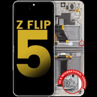 Inner OLED Display mit Rahmen für Samsung Galaxy Z Flip 5 5G (US & International) (professionell aufgearbeitet) (Cream)
