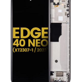 OLED Display mit Rahmen für Motorola Moto Edge 40 Neo (XT2307-1 / 2023) (professionell aufgearbeitet) (Black (Schwarz))