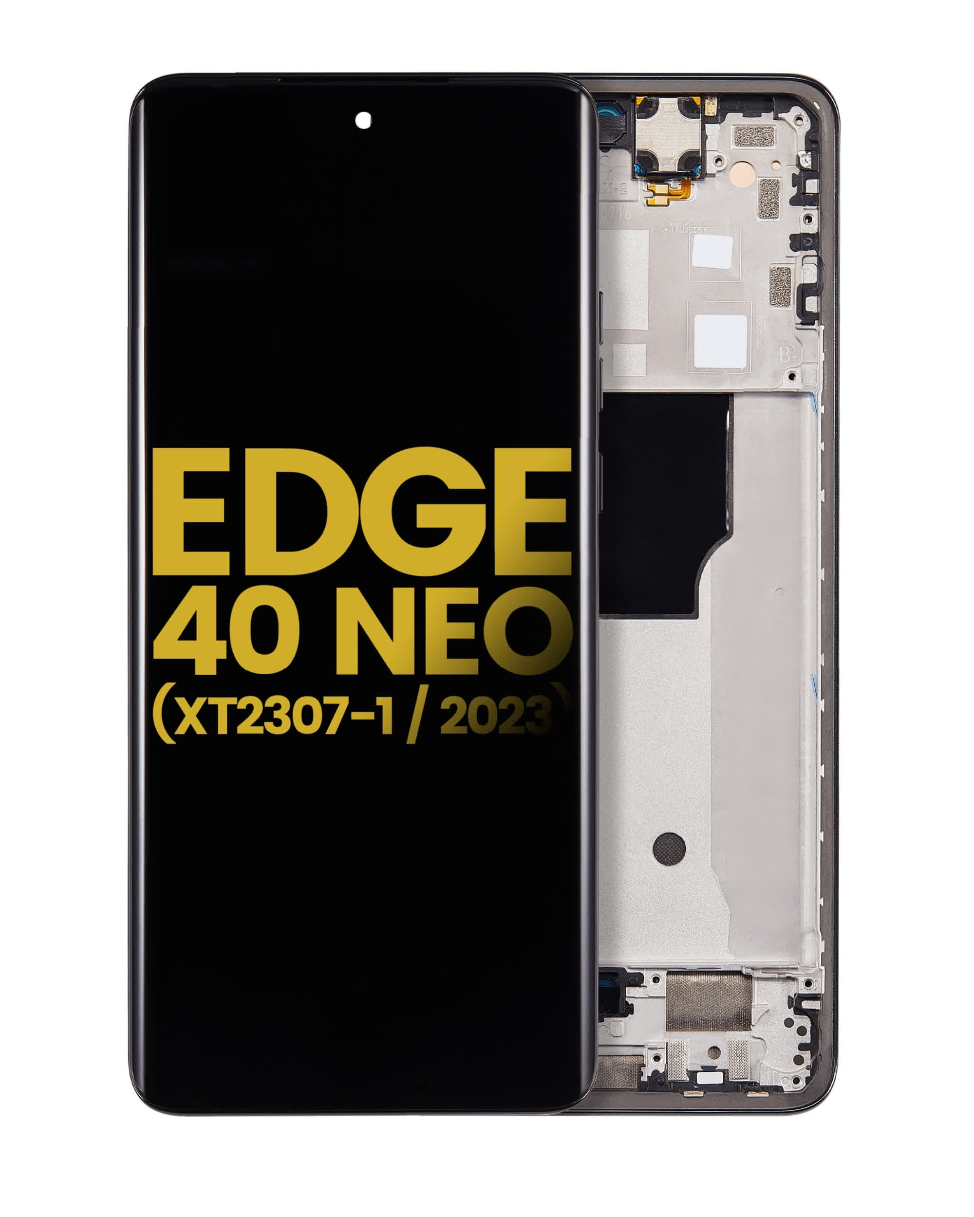 OLED Display mit Rahmen für Motorola Moto Edge 40 Neo (XT2307-1 / 2023) (professionell aufgearbeitet) (Black (Schwarz))