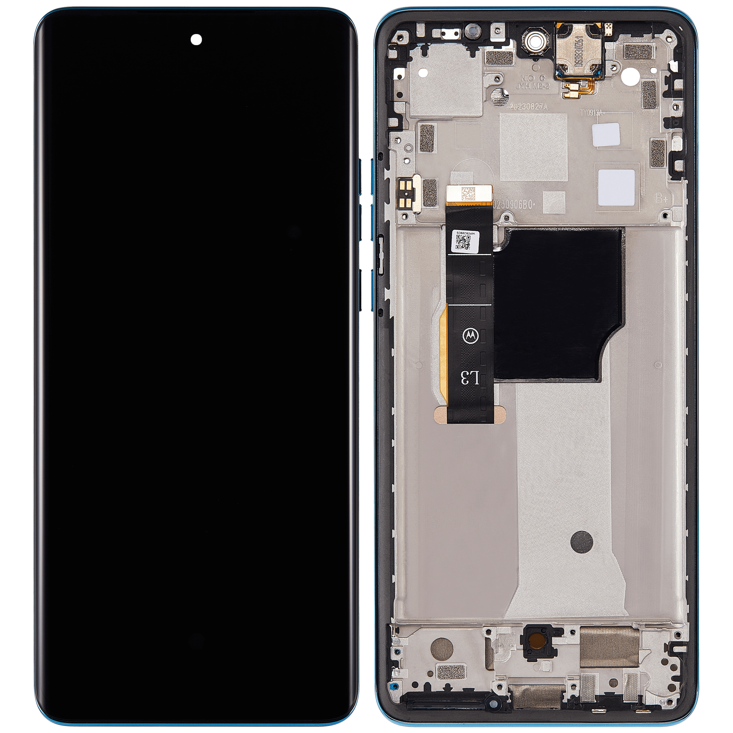 OLED Display mit Rahmen für Motorola Moto Edge 40 Neo (XT2307-1 / 2023) (professionell aufgearbeitet) (Caneel Bay) – Bild 2