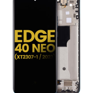 OLED Display mit Rahmen für Motorola Moto Edge 40 Neo (XT2307-1 / 2023) (professionell aufgearbeitet) (Caneel Bay)