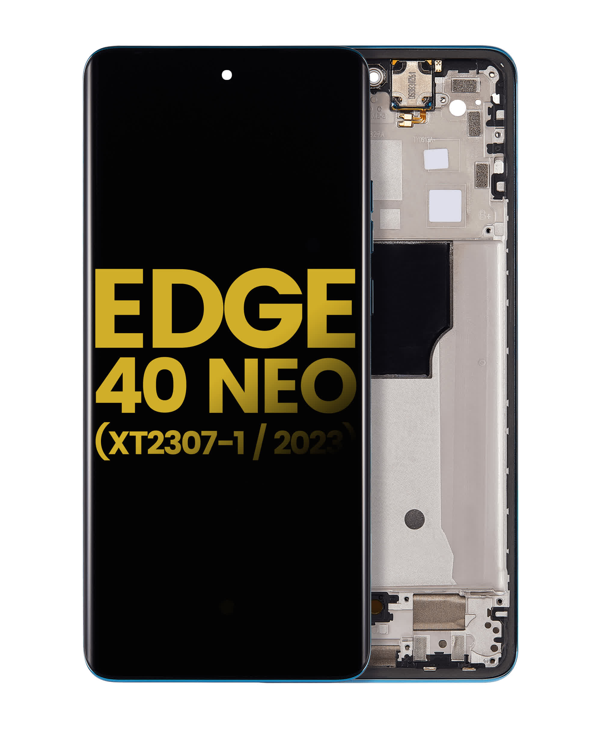 OLED Display mit Rahmen für Motorola Moto Edge 40 Neo (XT2307-1 / 2023) (professionell aufgearbeitet) (Caneel Bay)
