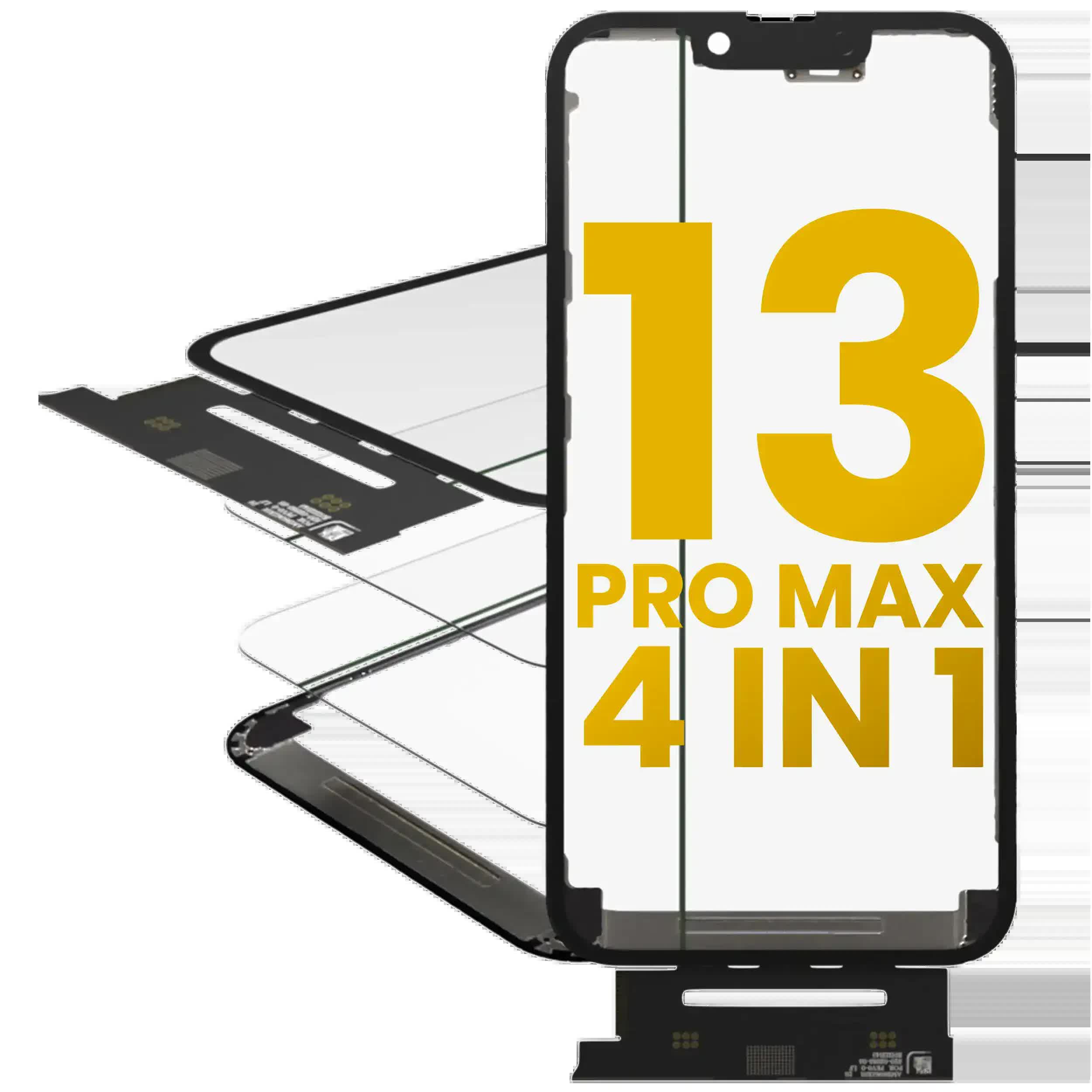 4 in 1 Short Flex (Touchscreen-Digitizer Touch mit Glas + OCA + Rahmen vormontiert) für iPhone 13 Pro Max (OCA Master)