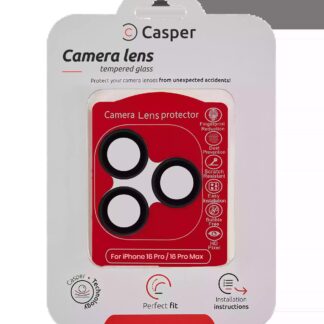 Casper Kameraglas Protector für iPhone 16 Pro / 16 Pro Max (Black (Schwarz)) (Clear (Transparent))
