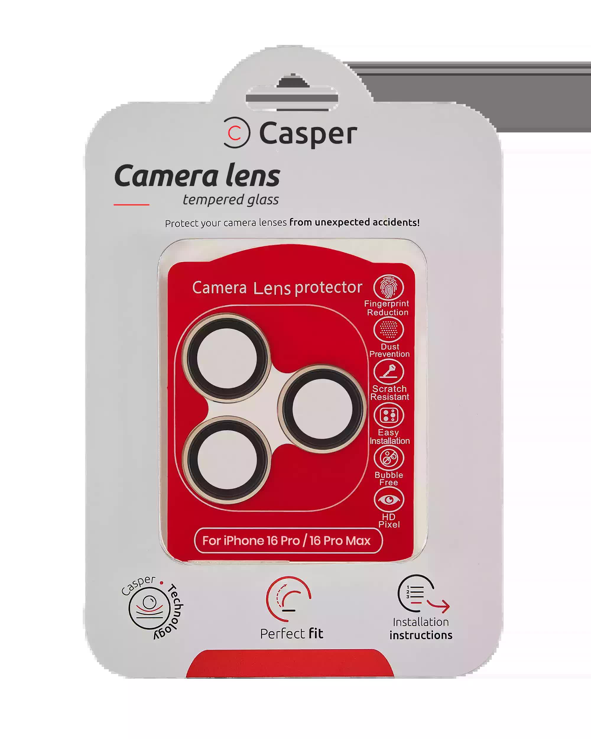 Casper Kameraglas Protector für iPhone 16 Pro / 16 Pro Max (Desert Titanium) (Clear (Transparent))