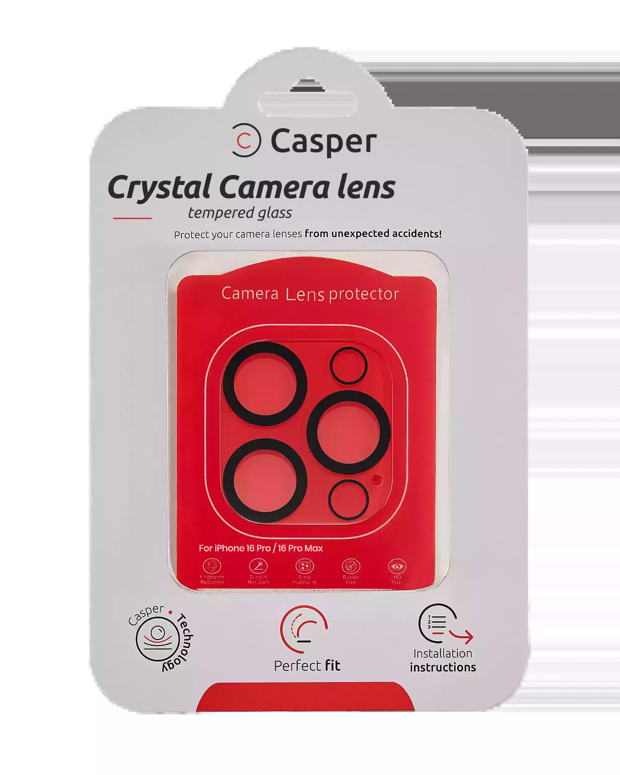 Casper Kameraglas Protector für iPhone 16 Pro / 16 Pro Max (Crystal Full Abdeckung)
