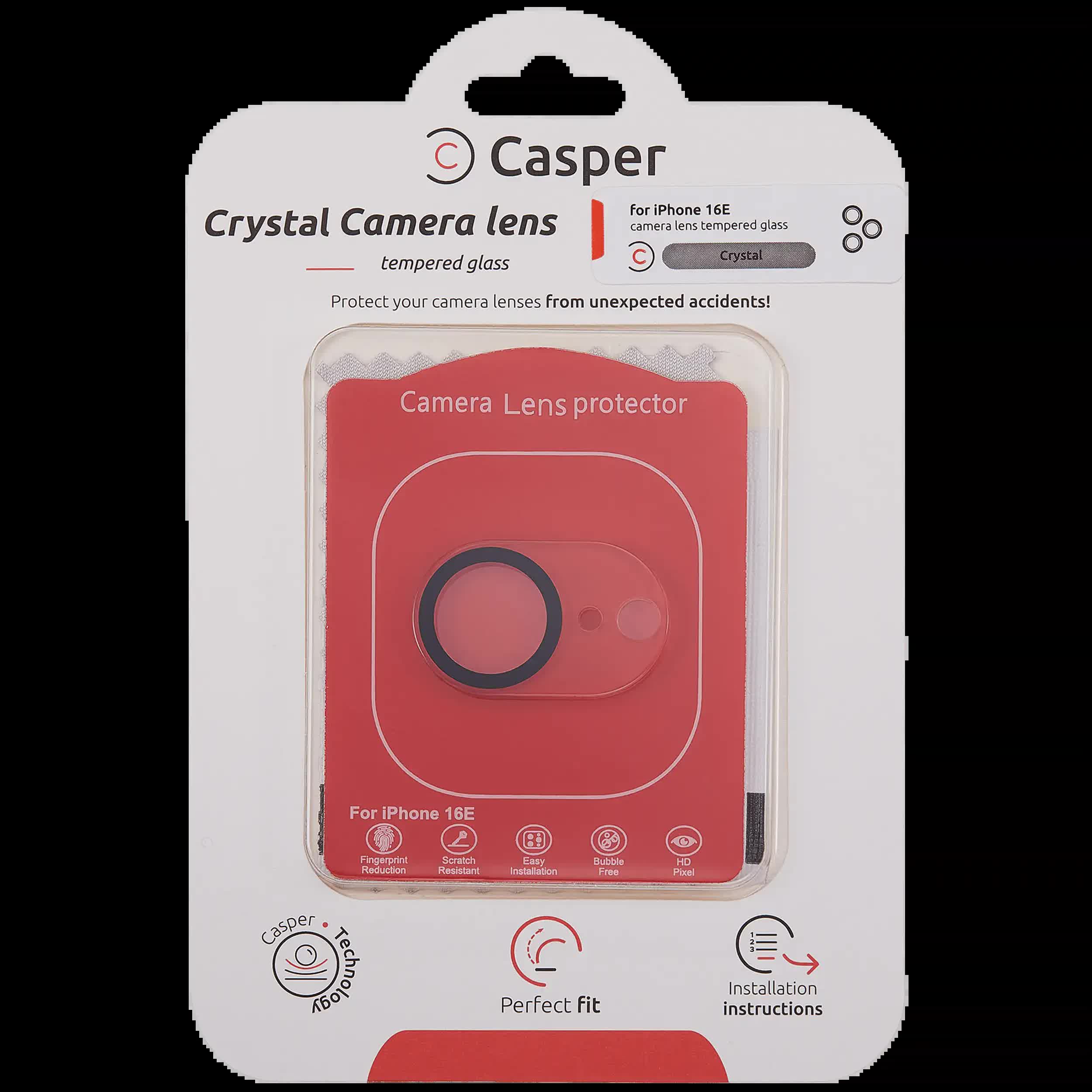 Casper Kameraglas Protector für iPhone 16e (Crystal Full Abdeckung)