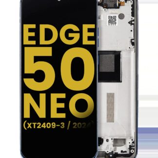 OLED Display mit Rahmen für Motorola Moto Edge 50 Neo (XT2409-3 / 2024) (professionell aufgearbeitet) (Nautical Blue)