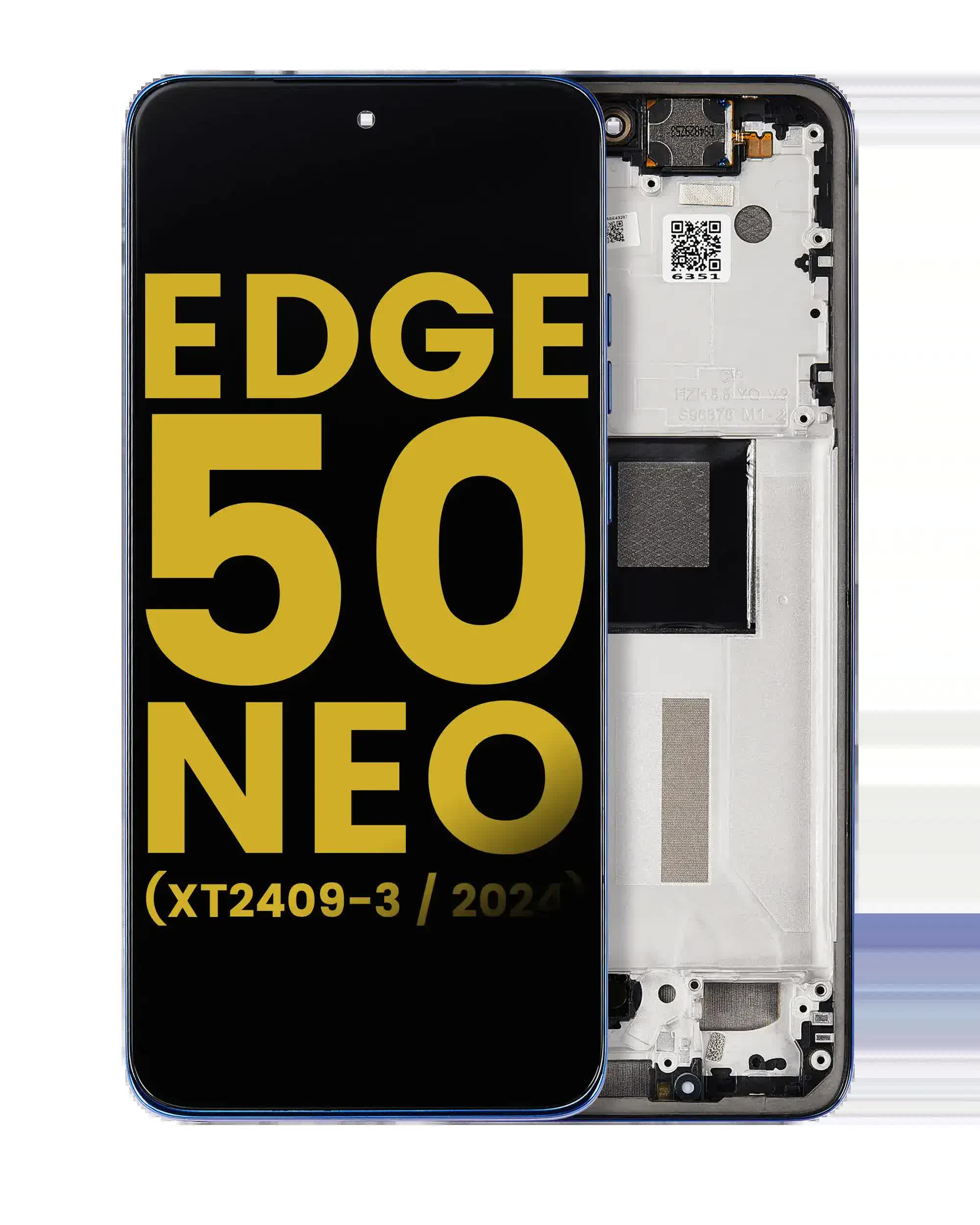 OLED Display mit Rahmen für Motorola Moto Edge 50 Neo (XT2409-3 / 2024) (professionell aufgearbeitet) (Nautical Blue)
