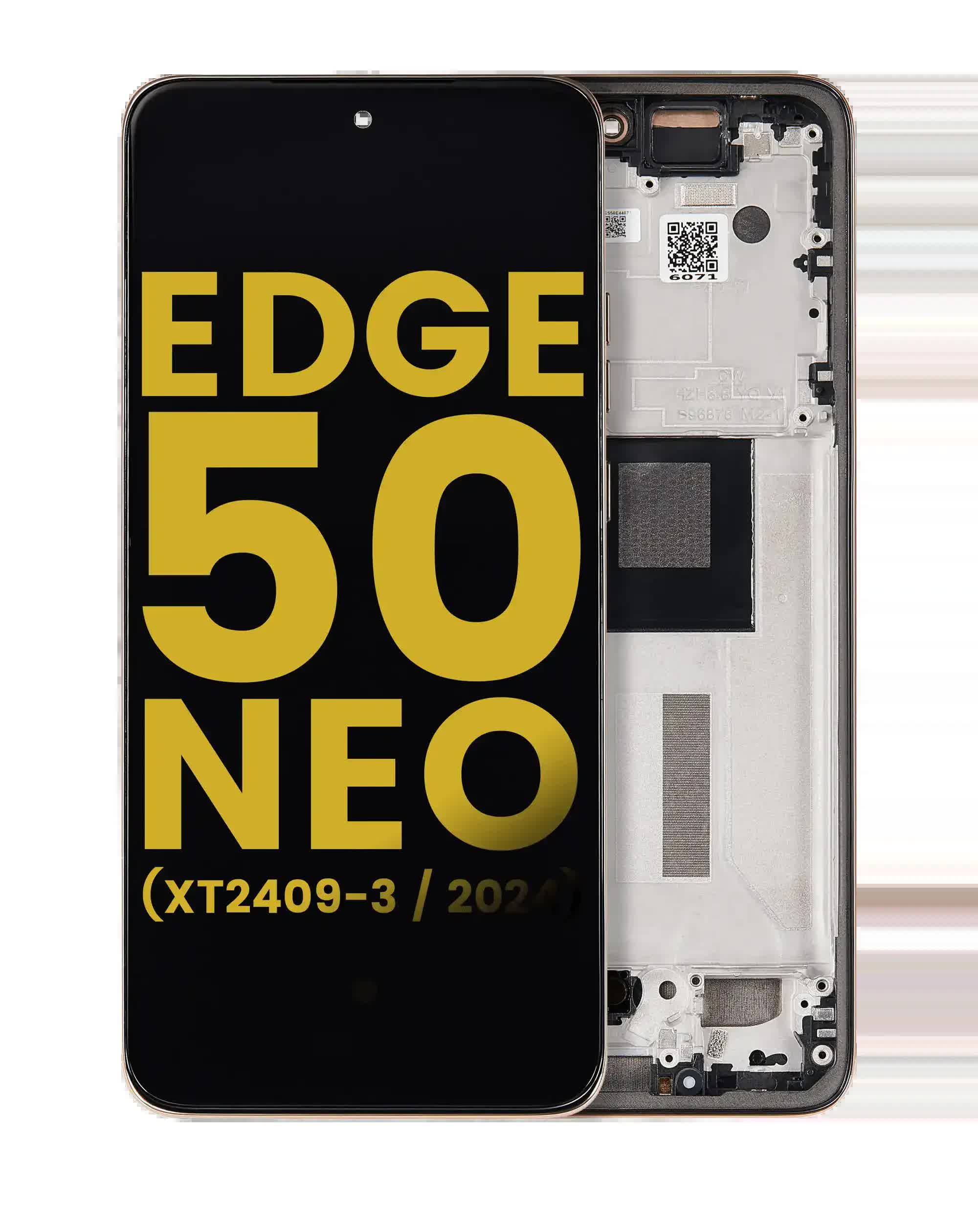 OLED Display mit Rahmen für Motorola Moto Edge 50 Neo (XT2409-3 / 2024) (professionell aufgearbeitet) (Latte)