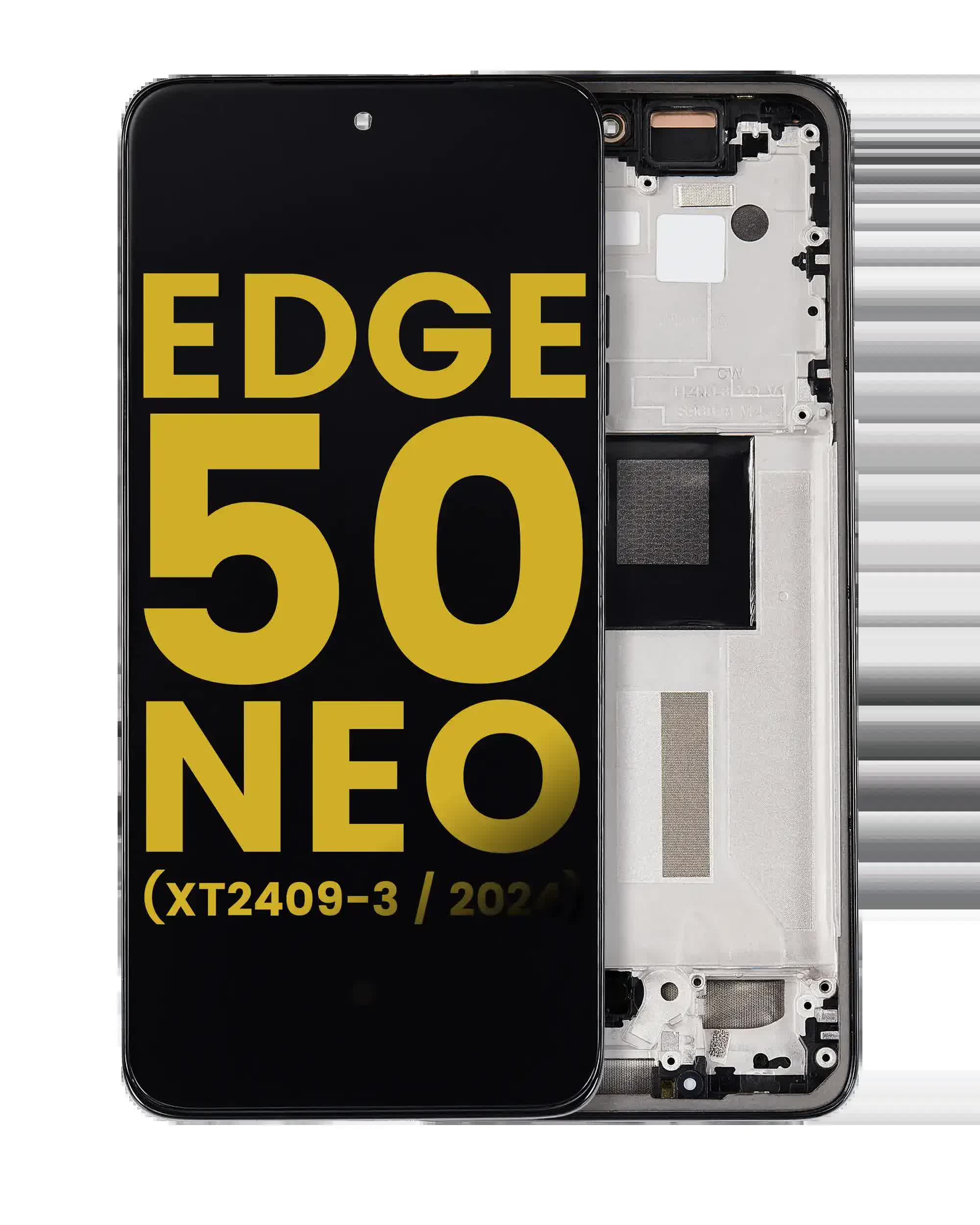 OLED Display mit Rahmen für Motorola Moto Edge 50 Neo (XT2409-3 / 2024) (professionell aufgearbeitet) (Grisaille)