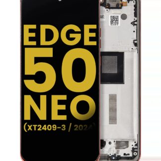 OLED Display mit Rahmen für Motorola Moto Edge 50 Neo (XT2409-3 / 2024) (professionell aufgearbeitet) (Poinciana)